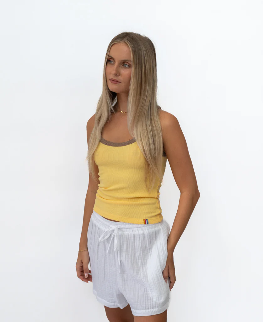 Flick Ringer Tank | Lemon / Espresso - Image 3