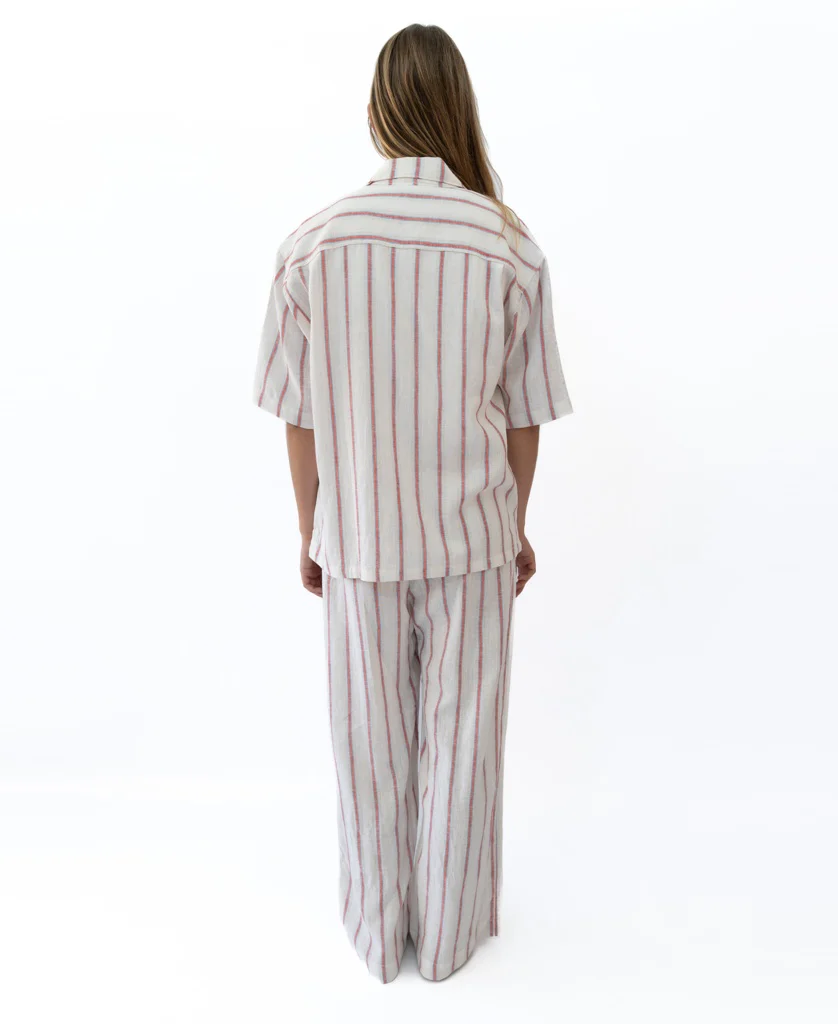 Gigi Linen Pant | Off White / Red Stripe - Image 5