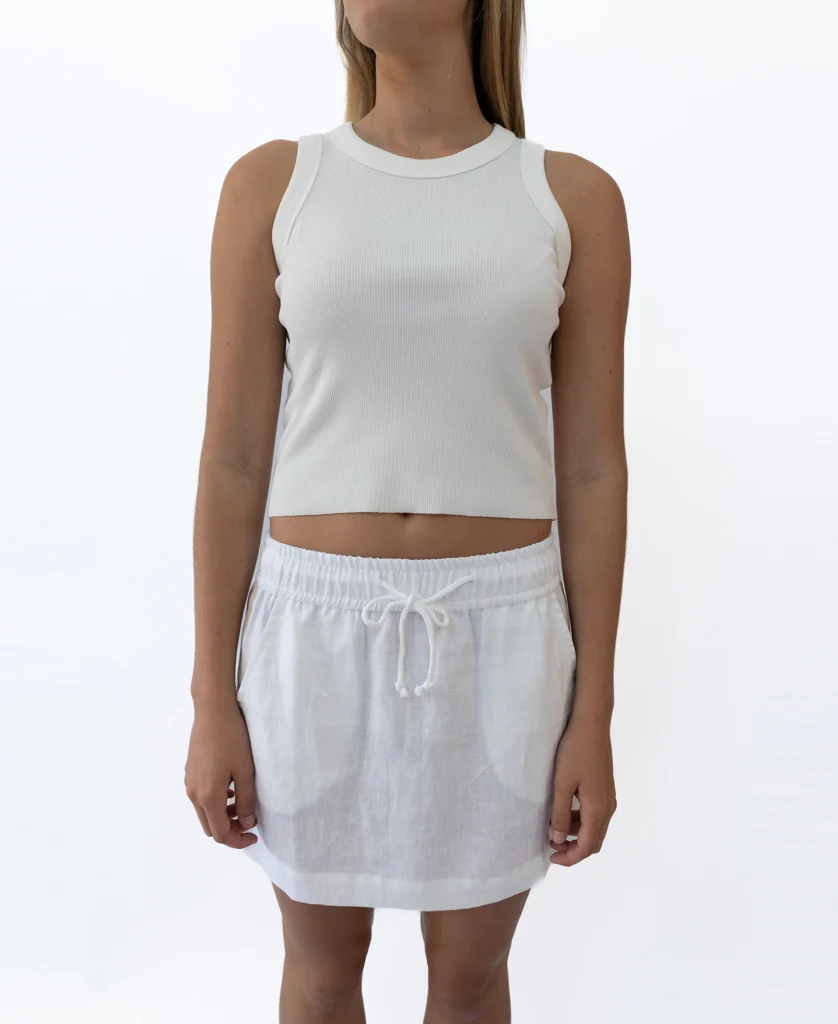 Gigi Retro Linen Mini Skirt | White - Image 3