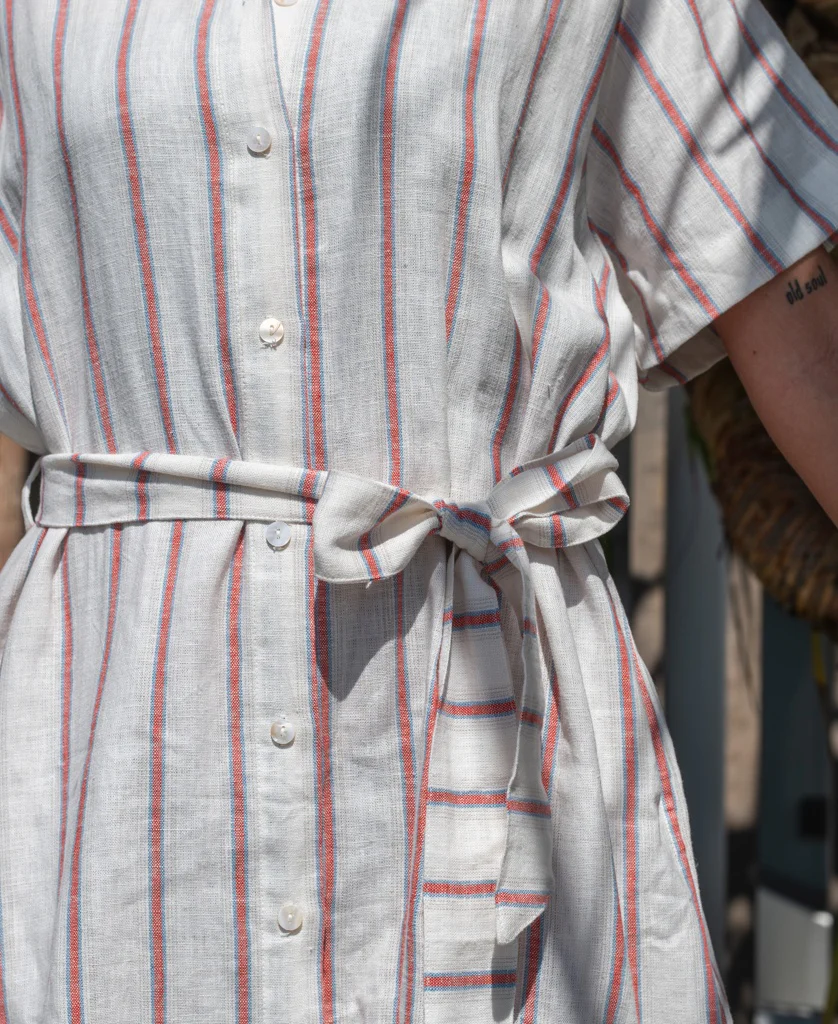 Lizzie Dress | Red / Off White Stripe - Image 2