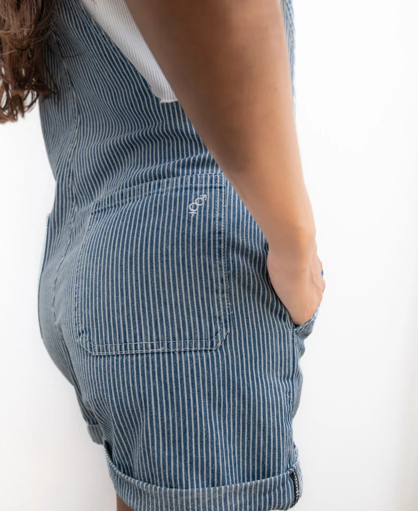 Opal Short Overall | Light Blue Stripe - Image 9