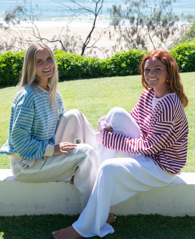 Ralph Stripe Ringer Crew | Baby Pink / Plum - Image 2