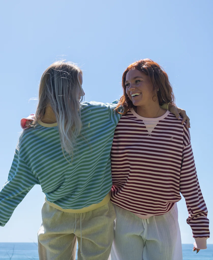 Ralph Stripe Ringer Crew | Baby Pink / Plum - Image 3