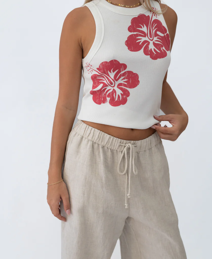 Rosa Hibiscus Tank | Wash Red - Image 4