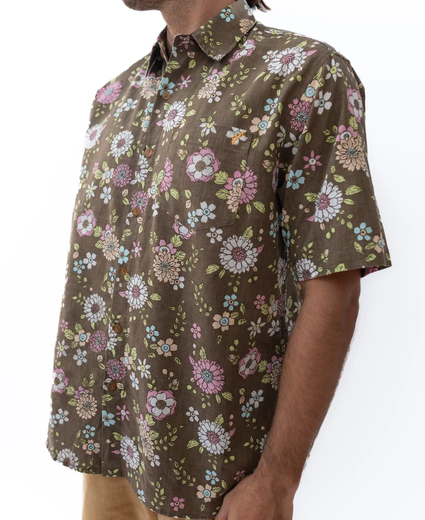 Happy Floral Shirt | Wash Brown - Image 4