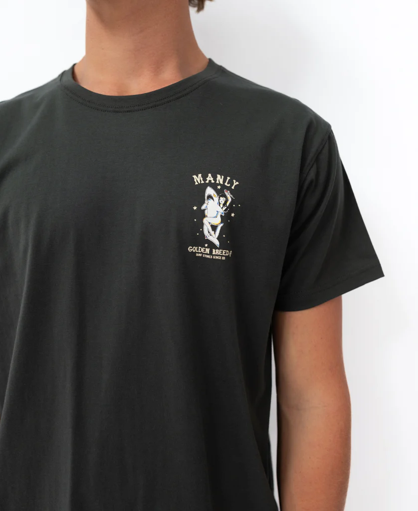 Manly Shark Girl Tee | Wash Black - Image 3