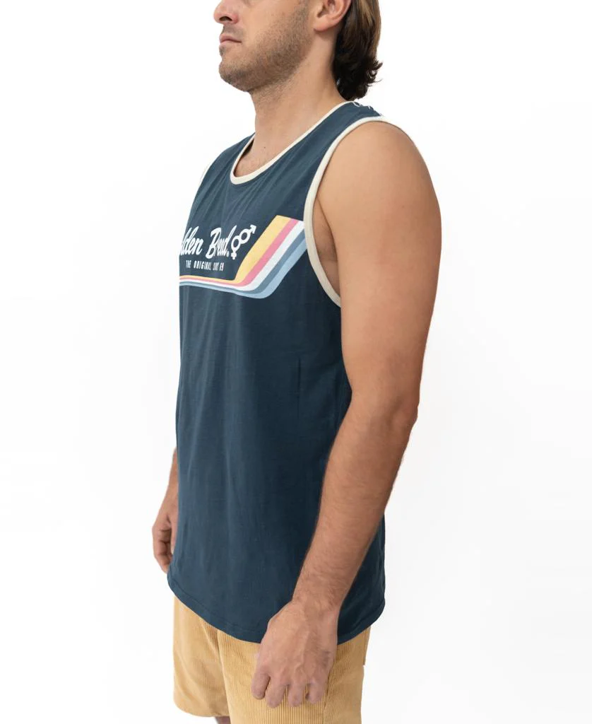 Retro Ringer Muscle Top | Navy - Image 4