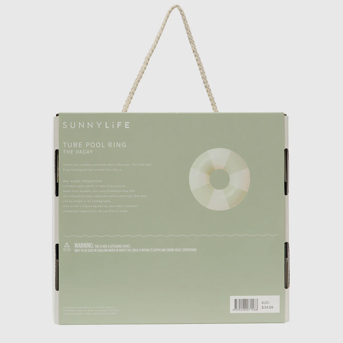 Tube Pool Ring The Vacay | Soft Olive Stripe - Image 3